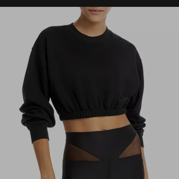 ALO Yoga Black Devotion Cropped Sweatshirt - Picture 7 of 7